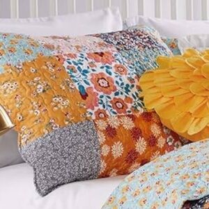 GREENLAND HOME FASHION COTTON BLEND (2) FLORAL QUILTED ZIP TOP SPRING SHAMS